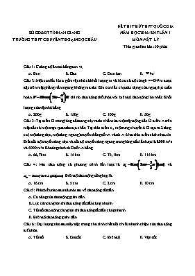 Đề thi thử THPT quốc gia Vật lí lớp 12 - Năm học 2016-2017 - Trường THPT chuyên Thoại Ngọc Hầu